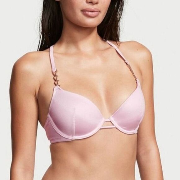 Victoria's Secret chain strap shimmer push up bikini top Lusty Lilac - Picture 4 of 5